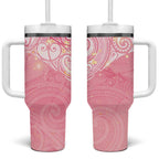 Breast Cancer Awareness Maori Aotearoa Tumbler With Handle Manta Ray - Pink Glaze - Aussie Hoodie