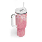 Breast Cancer Awareness Maori Aotearoa Tumbler With Handle Manta Ray - Pink Glaze - Aussie Hoodie