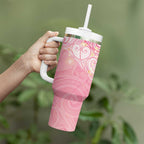 Breast Cancer Awareness Maori Aotearoa Tumbler With Handle Manta Ray - Pink Glaze - Aussie Hoodie
