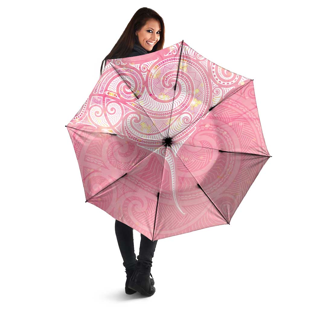 Breast Cancer Awareness Maori Aotearoa Umbrella Manta Ray - Pink Glaze - Aussie Hoodie