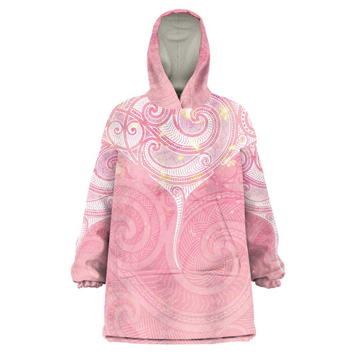 Breast Cancer Awareness Maori Aotearoa Wearable Blanket Hoodie Manta Ray - Pink Glaze - Aussie Hoodie