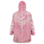 Breast Cancer Awareness Maori Aotearoa Wearable Blanket Hoodie Manta Ray - Pink Glaze - Aussie Hoodie