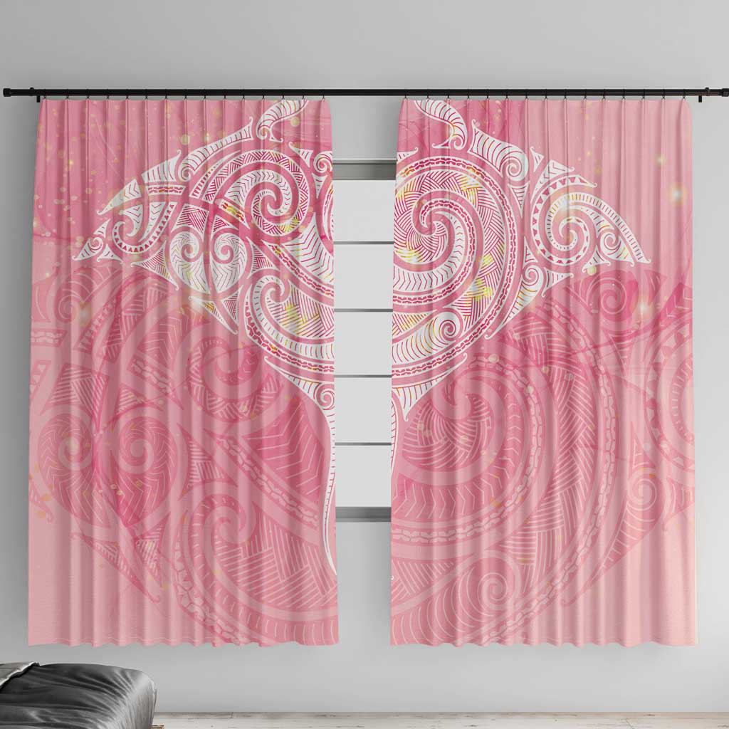 Breast Cancer Awareness Maori Aotearoa Window Curtain Manta Ray - Pink Glaze - Aussie Hoodie