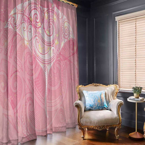 Breast Cancer Awareness Maori Aotearoa Window Curtain Manta Ray - Pink Glaze - Aussie Hoodie