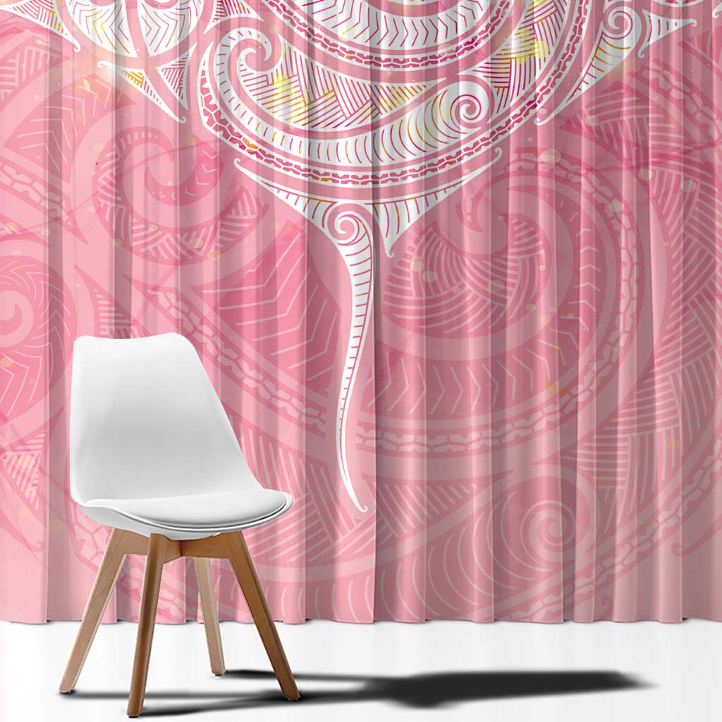 Breast Cancer Awareness Maori Aotearoa Window Curtain Manta Ray - Pink Glaze - Aussie Hoodie