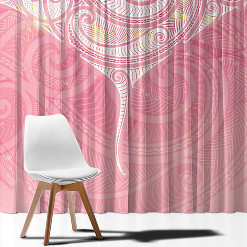 Breast Cancer Awareness Maori Aotearoa Window Curtain Manta Ray - Pink Glaze - Aussie Hoodie