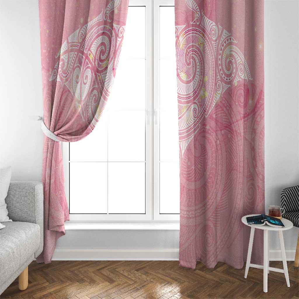 Breast Cancer Awareness Maori Aotearoa Window Curtain Manta Ray - Pink Glaze - Aussie Hoodie