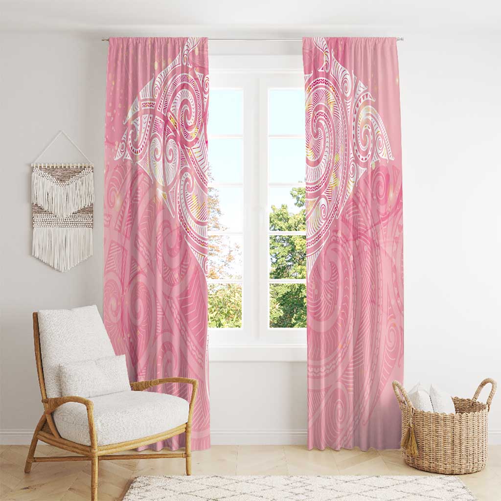 Breast Cancer Awareness Maori Aotearoa Window Curtain Manta Ray - Pink Glaze - Aussie Hoodie