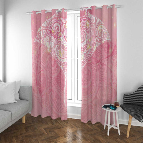Breast Cancer Awareness Maori Aotearoa Window Curtain Manta Ray - Pink Glaze - Aussie Hoodie