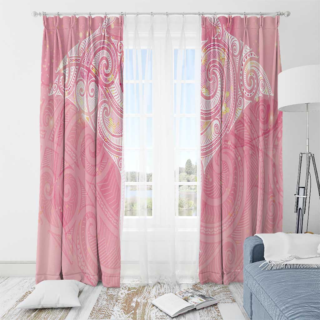 Breast Cancer Awareness Maori Aotearoa Window Curtain Manta Ray - Pink Glaze - Aussie Hoodie