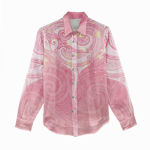 Breast Cancer Awareness Maori Aotearoa Women Casual Shirt Manta Ray - Pink Glaze - Aussie Hoodie