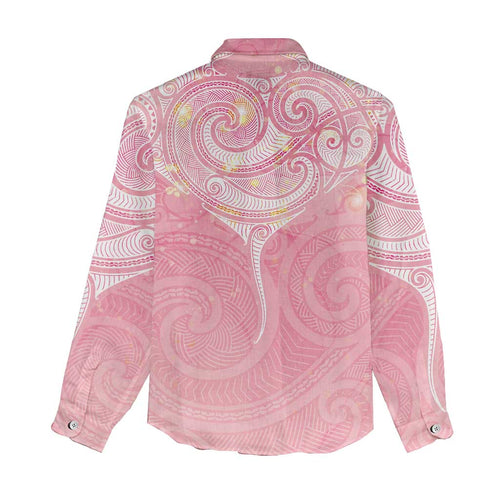 Breast Cancer Awareness Maori Aotearoa Women Casual Shirt Manta Ray - Pink Glaze - Aussie Hoodie