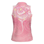 Breast Cancer Awareness Maori Aotearoa Women Sleeveless Polo Shirt Manta Ray - Pink Glaze - Aussie Hoodie