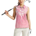 Breast Cancer Awareness Maori Aotearoa Women Sleeveless Polo Shirt Manta Ray - Pink Glaze - Aussie Hoodie