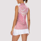 Breast Cancer Awareness Maori Aotearoa Women Sleeveless Polo Shirt Manta Ray - Pink Glaze - Aussie Hoodie