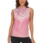 Breast Cancer Awareness Maori Aotearoa Women Sleeveless Polo Shirt Manta Ray - Pink Glaze - Aussie Hoodie