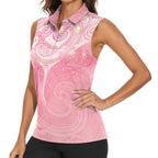 Breast Cancer Awareness Maori Aotearoa Women Sleeveless Polo Shirt Manta Ray - Pink Glaze - Aussie Hoodie