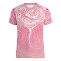 Breast Cancer Awareness Maori Aotearoa Women V-Neck T-Shirt Manta Ray - Pink Glaze - Aussie Hoodie