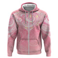 Breast Cancer Awareness Maori Aotearoa Zip Hoodie Manta Ray - Pink Glaze - Aussie Hoodie