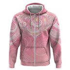 Breast Cancer Awareness Maori Aotearoa Zip Hoodie Manta Ray - Pink Glaze - Aussie Hoodie
