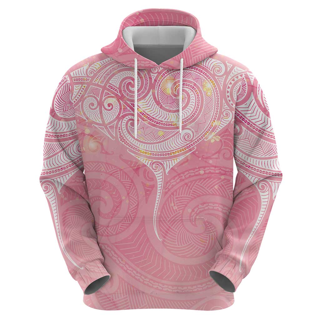 Breast Cancer Awareness Maori Aotearoa Zip Hoodie Manta Ray - Pink Glaze - Aussie Hoodie