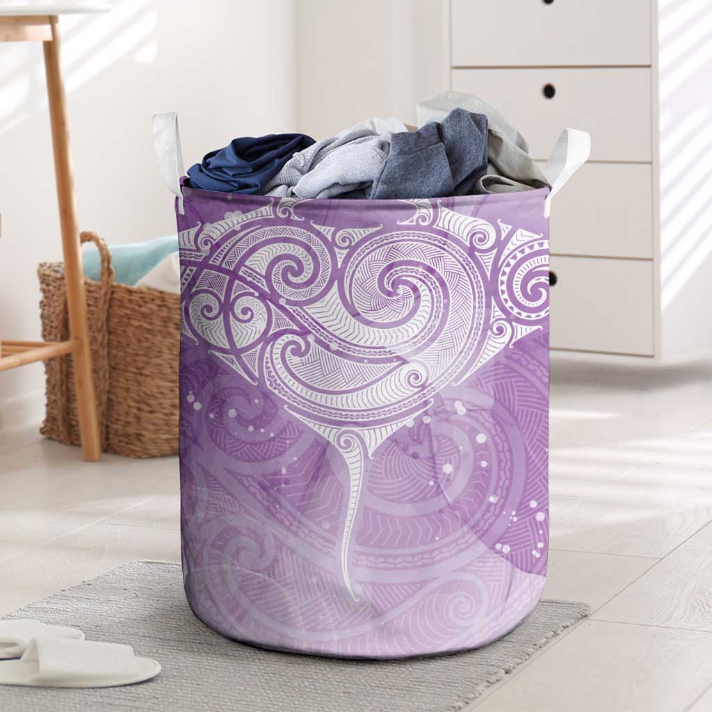 Epilepsy Awareness Maori Aotearoa Laundry Basket Manta Ray - Purple Glaze - Aussie Hoodie