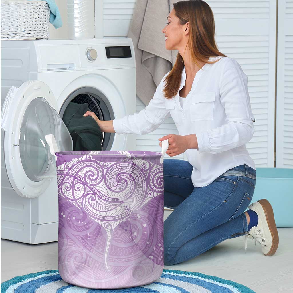 Epilepsy Awareness Maori Aotearoa Laundry Basket Manta Ray - Purple Glaze - Aussie Hoodie