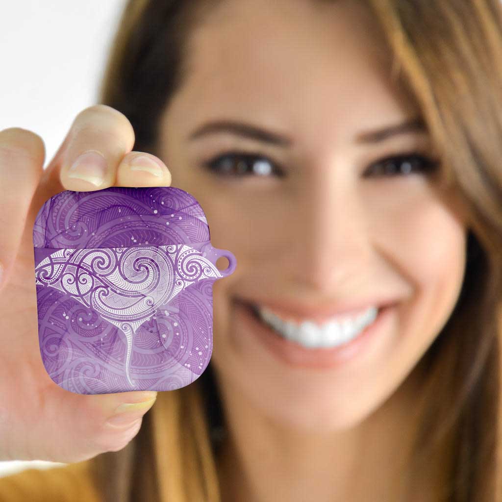 Epilepsy Awareness Maori Aotearoa AirPods Case Manta Ray - Purple Glaze - Aussie Hoodie