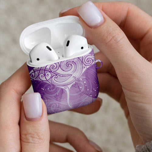 Epilepsy Awareness Maori Aotearoa AirPods Case Manta Ray - Purple Glaze - Aussie Hoodie