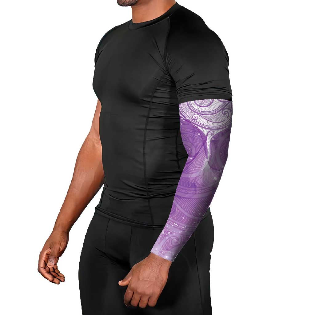 Epilepsy Awareness Maori Aotearoa Arm Sleeves Manta Ray - Purple Glaze - Aussie Hoodie