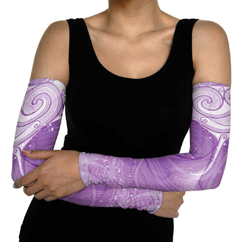Epilepsy Awareness Maori Aotearoa Arm Sleeves Manta Ray - Purple Glaze - Aussie Hoodie