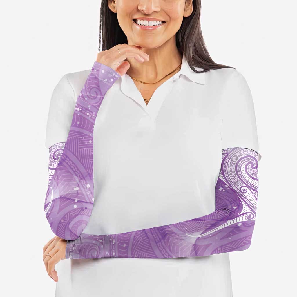 Epilepsy Awareness Maori Aotearoa Arm Sleeves Manta Ray - Purple Glaze - Aussie Hoodie