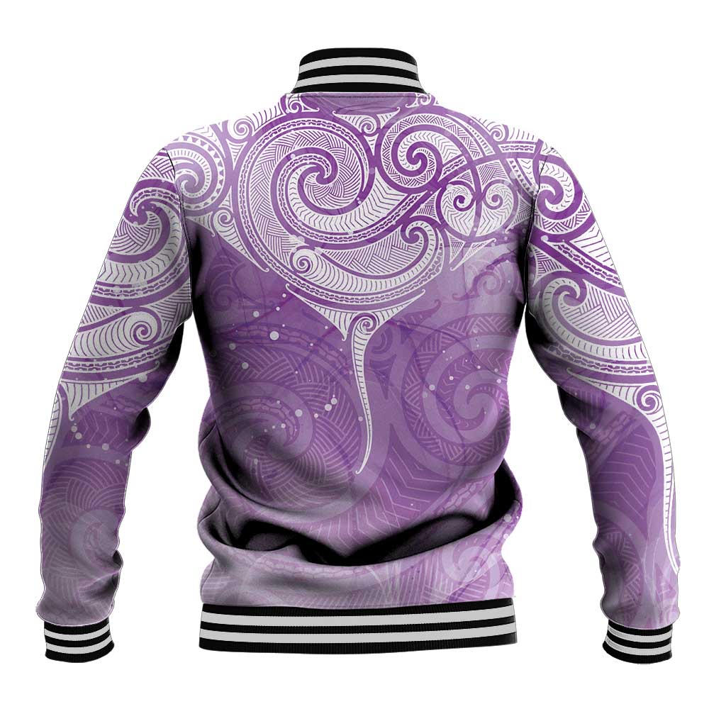 Epilepsy Awareness Maori Aotearoa Baseball Jacket Manta Ray - Purple Glaze - Aussie Hoodie