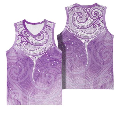 Epilepsy Awareness Maori Aotearoa Basketball Jersey Manta Ray - Purple Glaze - Aussie Hoodie