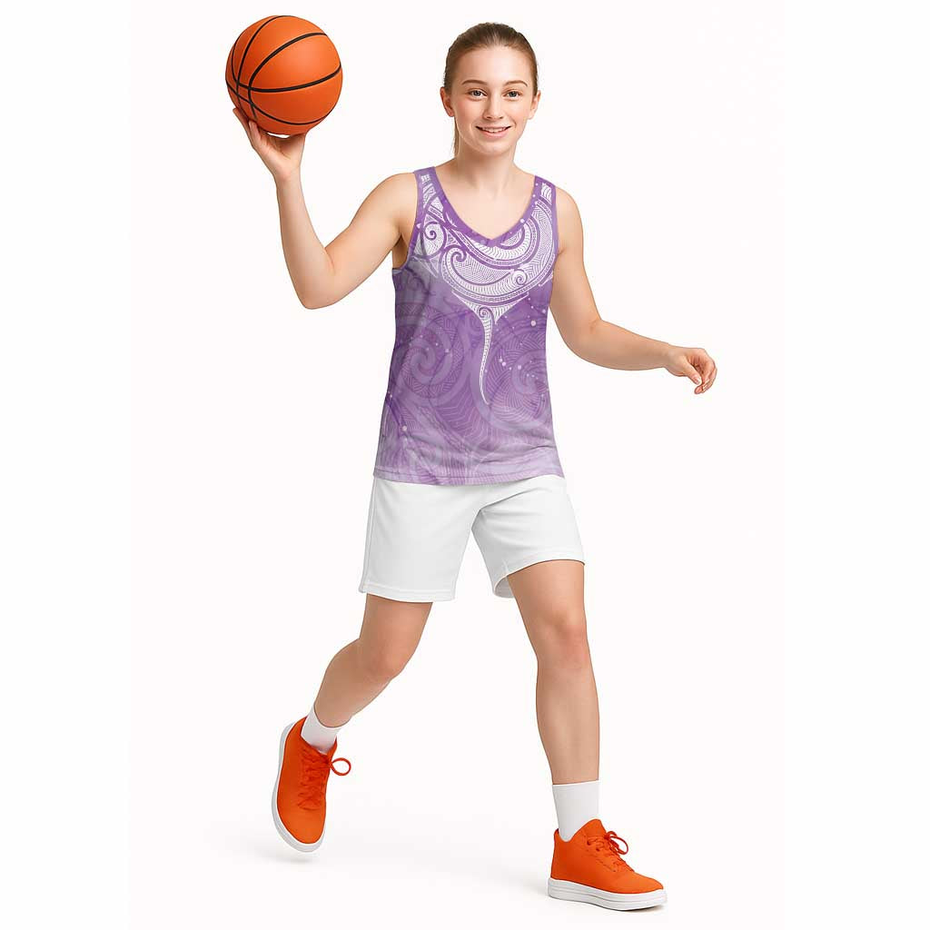 Epilepsy Awareness Maori Aotearoa Basketball Jersey Manta Ray - Purple Glaze - Aussie Hoodie