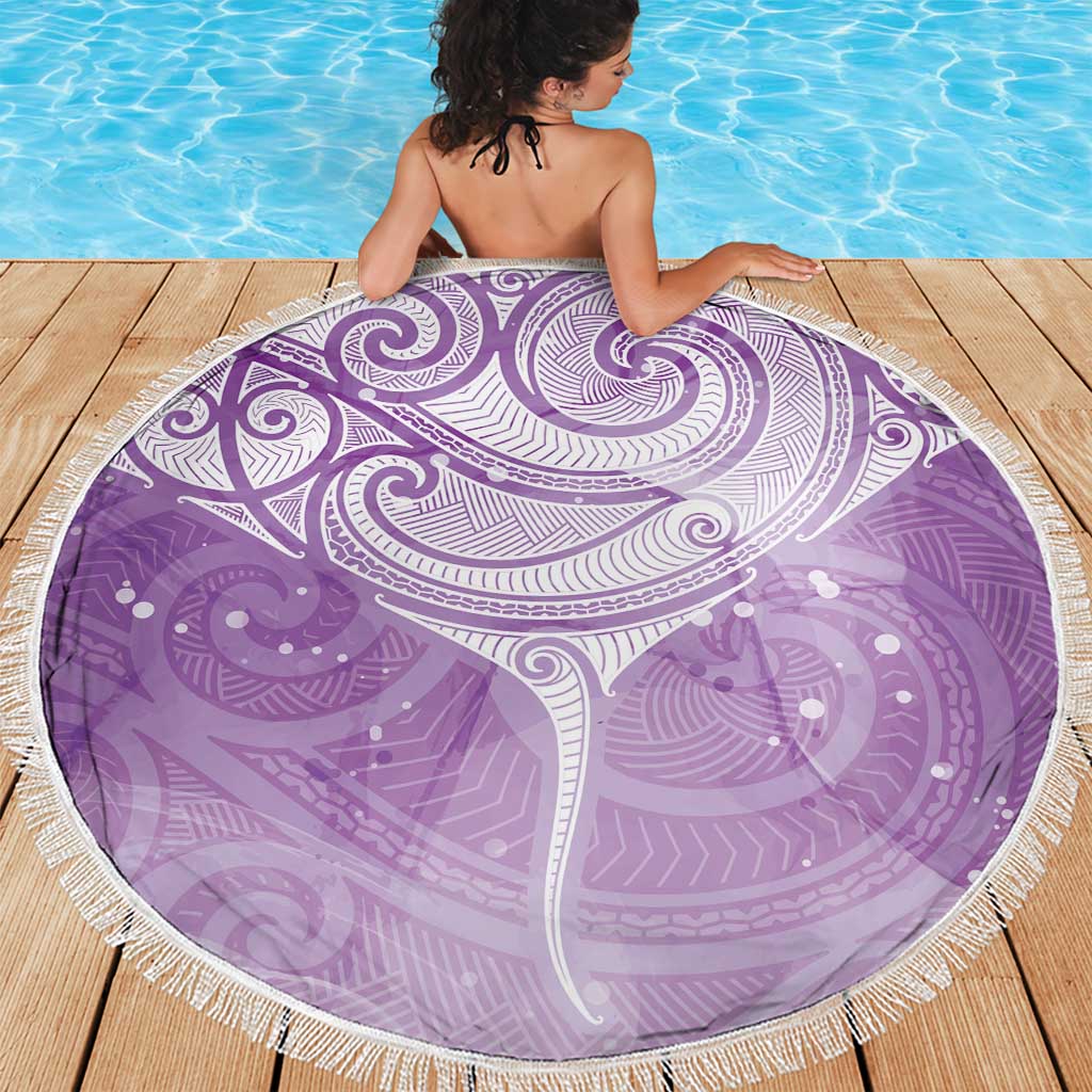 Epilepsy Awareness Maori Aotearoa Beach Blanket Manta Ray - Purple Glaze - Aussie Hoodie
