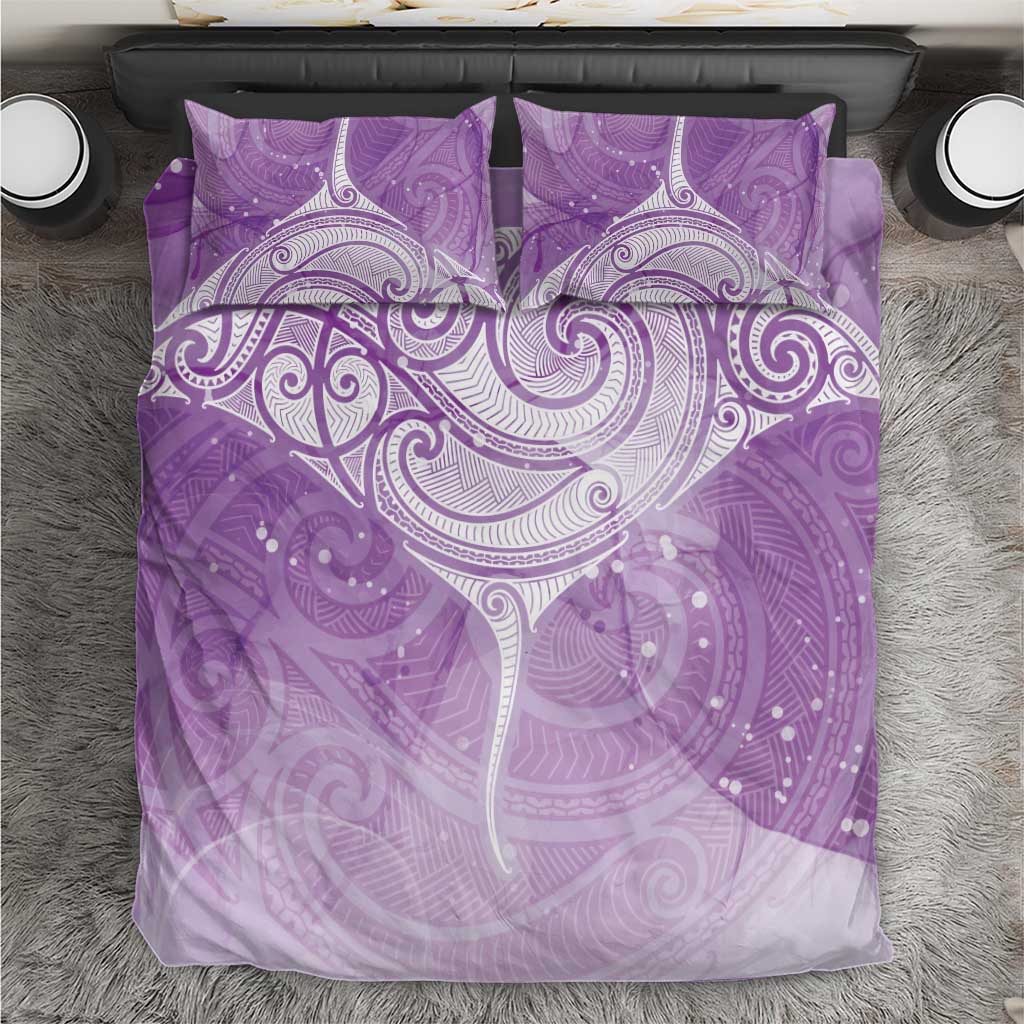Epilepsy Awareness Maori Aotearoa Bedding Set Manta Ray - Purple Glaze - Aussie Hoodie