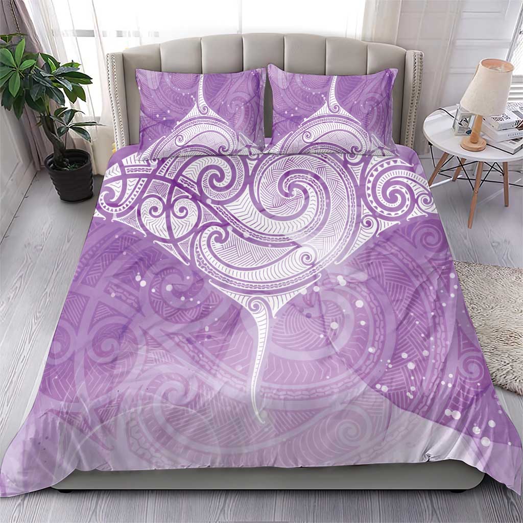 Epilepsy Awareness Maori Aotearoa Bedding Set Manta Ray - Purple Glaze - Aussie Hoodie