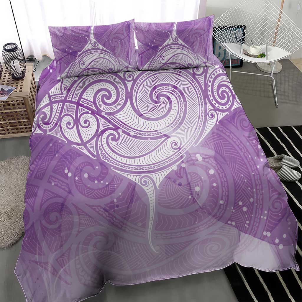 Epilepsy Awareness Maori Aotearoa Bedding Set Manta Ray - Purple Glaze - Aussie Hoodie