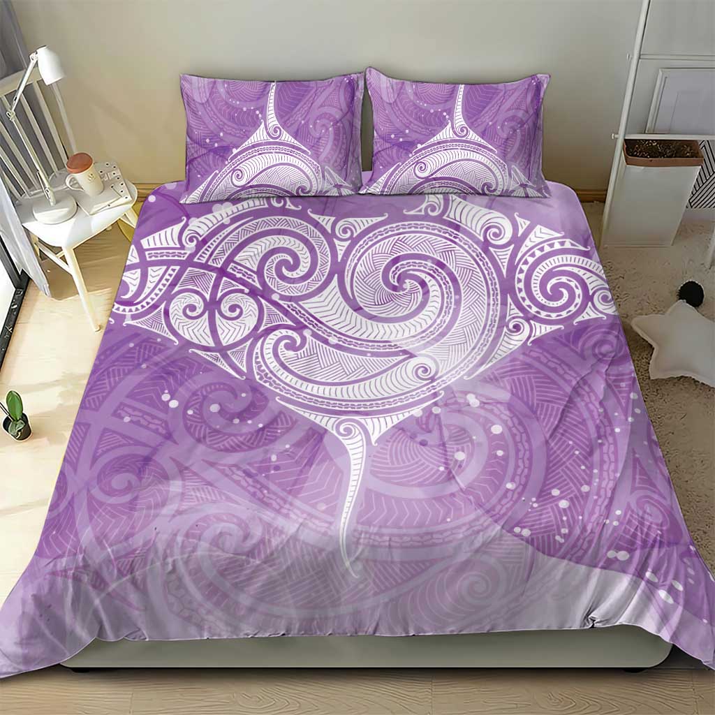 Epilepsy Awareness Maori Aotearoa Bedding Set Manta Ray - Purple Glaze - Aussie Hoodie