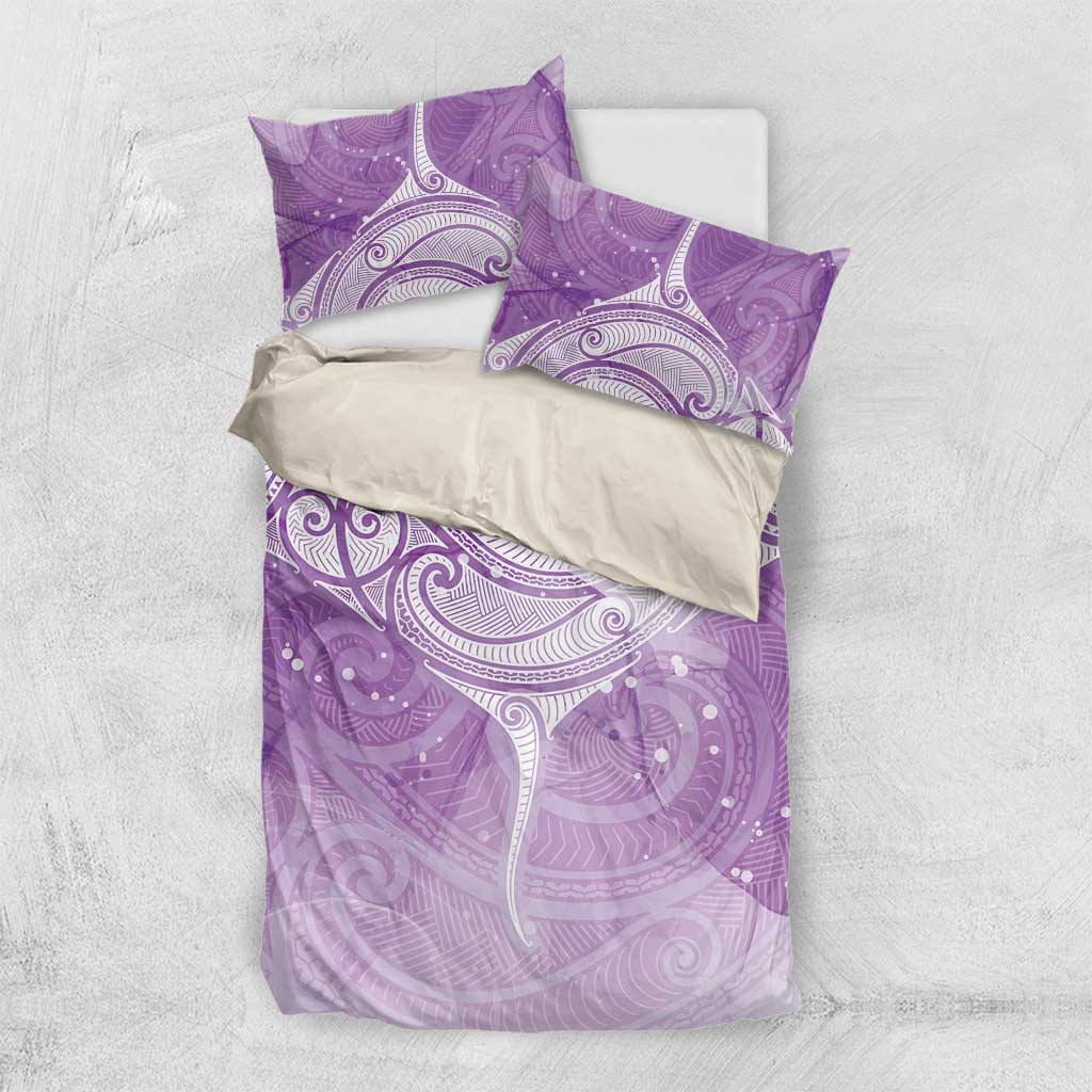 Epilepsy Awareness Maori Aotearoa Bedding Set Manta Ray - Purple Glaze - Aussie Hoodie