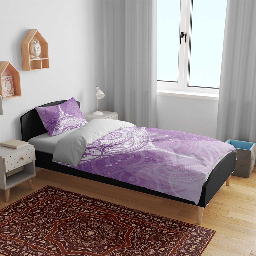 Epilepsy Awareness Maori Aotearoa Bedding Set Manta Ray - Purple Glaze - Aussie Hoodie
