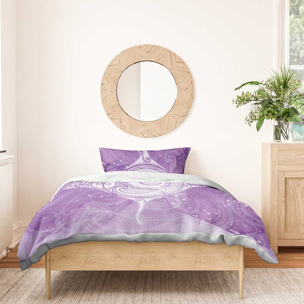 Epilepsy Awareness Maori Aotearoa Bedding Set Manta Ray - Purple Glaze - Aussie Hoodie