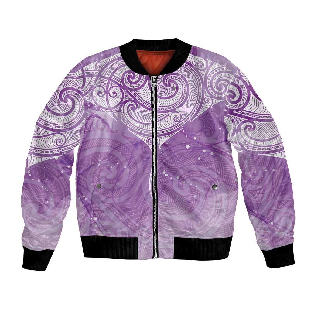 Epilepsy Awareness Maori Aotearoa Bomber Jacket Manta Ray - Purple Glaze - Aussie Hoodie