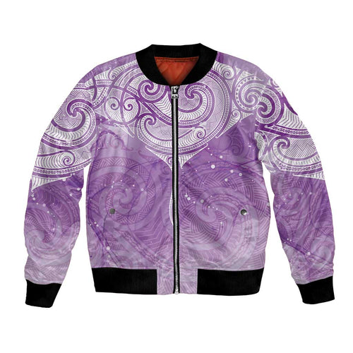 Epilepsy Awareness Maori Aotearoa Bomber Jacket Manta Ray - Purple Glaze - Aussie Hoodie