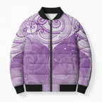 Epilepsy Awareness Maori Aotearoa Bomber Puffer Jacket Manta Ray - Purple Glaze - Aussie Hoodie