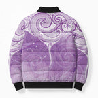 Epilepsy Awareness Maori Aotearoa Bomber Puffer Jacket Manta Ray - Purple Glaze - Aussie Hoodie