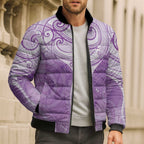 Epilepsy Awareness Maori Aotearoa Bomber Puffer Jacket Manta Ray - Purple Glaze - Aussie Hoodie