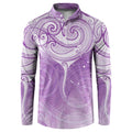 Epilepsy Awareness Maori Aotearoa Button Sweatshirt Manta Ray - Purple Glaze - Aussie Hoodie