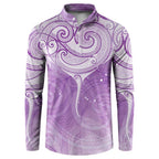 Epilepsy Awareness Maori Aotearoa Button Sweatshirt Manta Ray - Purple Glaze - Aussie Hoodie